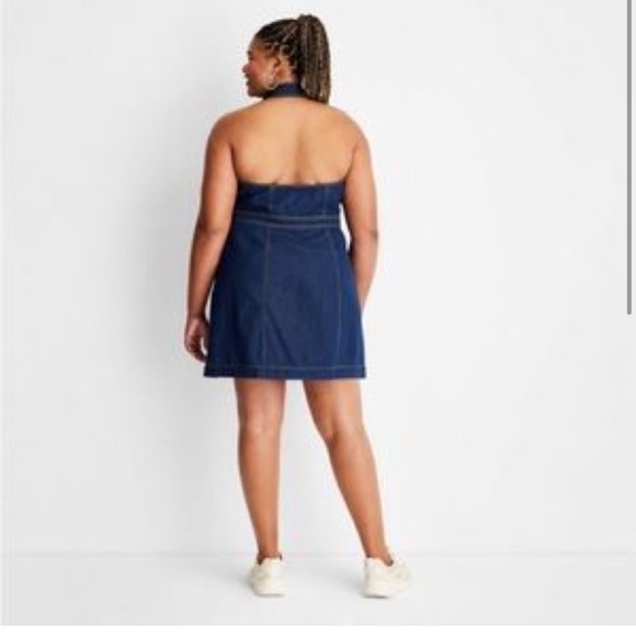 NWOT Future Collective Halter Denim Dress SZ 20 - Picture 3 of 7